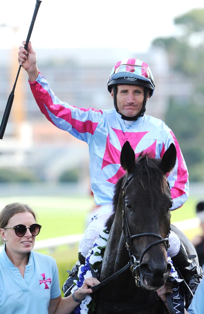 Azkadellia gave Damien Oliver his 108th Group 1 win on Saturday. Picture: Simon Bullard