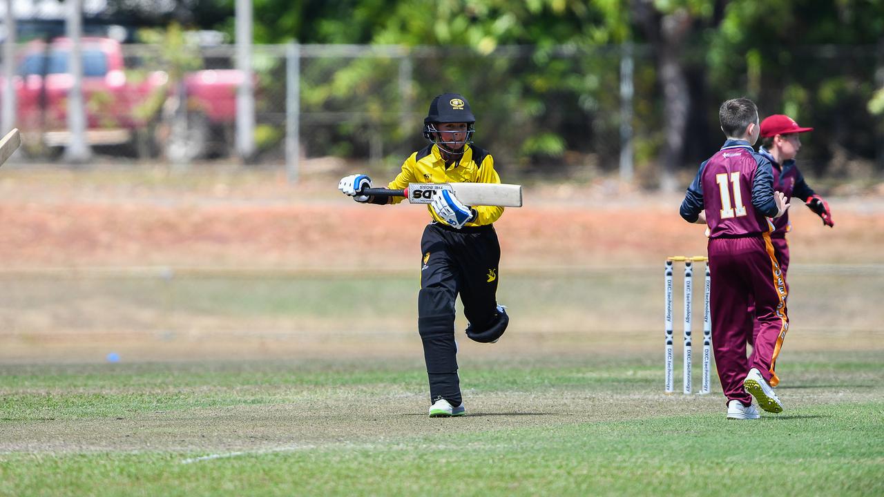 Players in action at the Under-12 cricket national championships in Darwin, Northern Territory. WA U12 Boys Vs QLD U12 Boys White at Tracy Village Oval. Picture: Pema Tamang Pakhrin