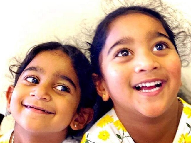 Sri Lankan family of Nades (father), Priya (mother), Kopika and Tharunicaa (youngest) who were living in Biloela until they were taken and placed on Christmas Island to await possible deportation Picture Instagram @bringthemhometobiloela