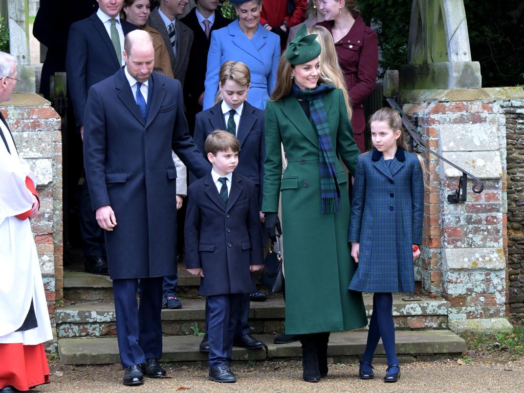 The Princess of Wales was joined by Prince William and their three kids: Prince George, Princess Charlotte and Prince Louis at St Mary Magdalene Church on December 25 in Sandringham, Norfolk. Picture: Jordan Peck/Getty Images