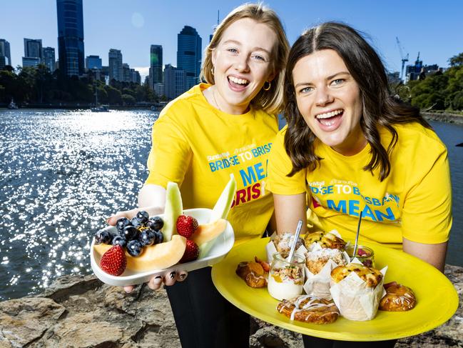 Georgie Rowlands and Louise Peters promoting Bridge to Brisbane 2023 at Brisbane River, Friday, June 30, 2023 - Picture: Richard Walker