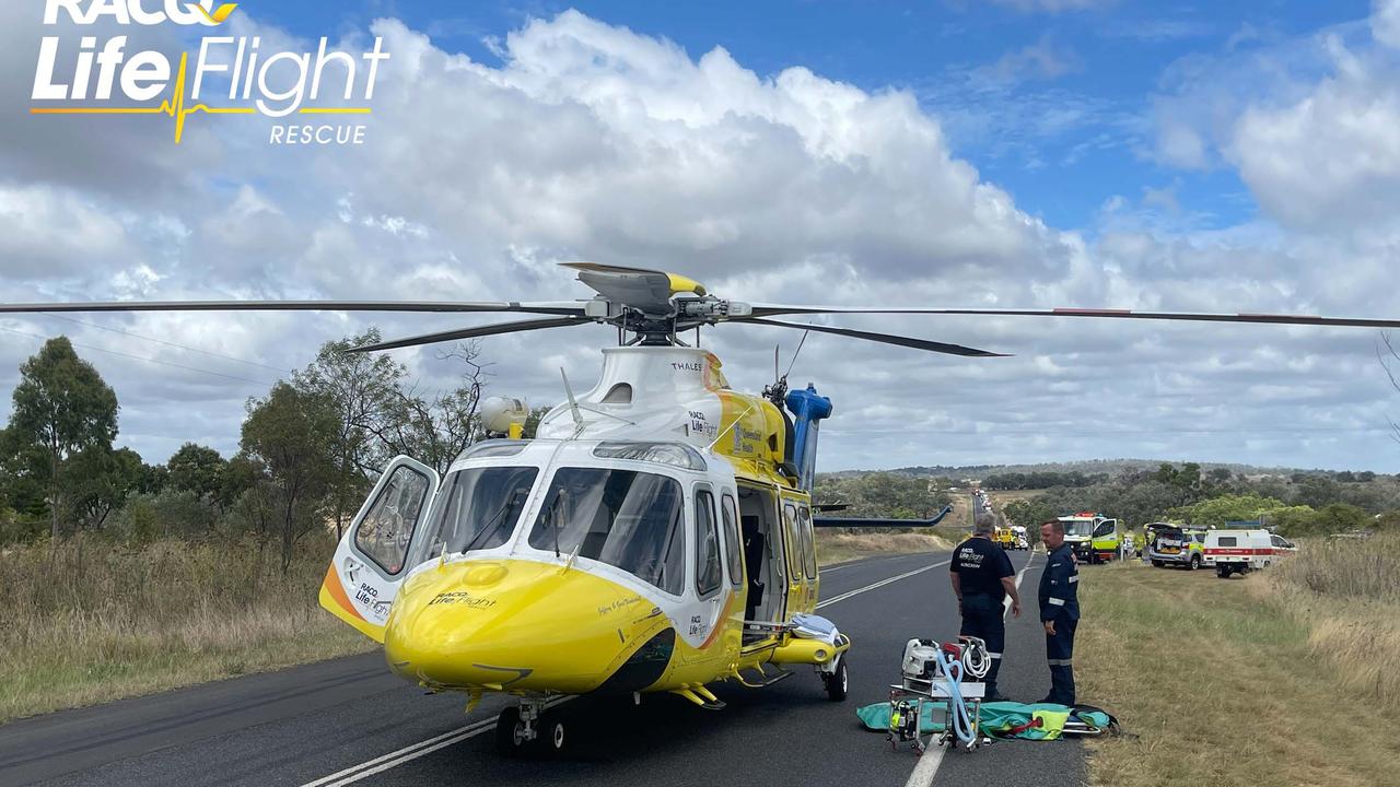 A man has been airlifted following a horror crash at Southbrook on February 21, 2023.