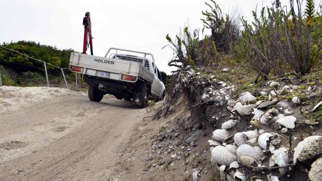 Vehicle on a four-wheel-drive track in the Tarkine.