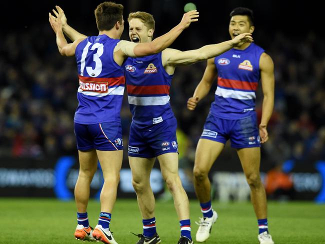 Lachie Hunter celebrates a goal. Photo: Tracey Nearmy