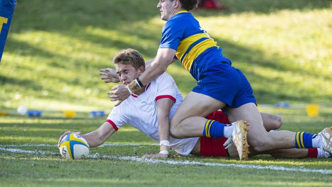 Marlon Frost gets a try for Ipswich Grammar School Picture: Kevin Farmer