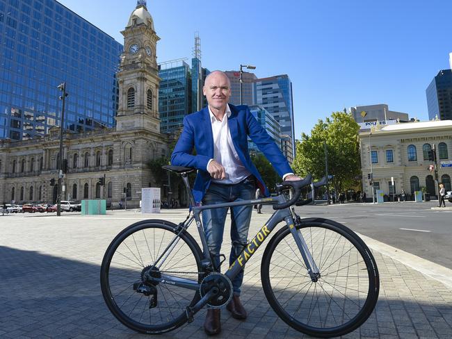 Tour Down Under race director Stuart O'Grady poses for a portrait at Victoria Square in Adelaide, Tuesday, December 2, 2019. (AAP Image/Roy Vandervegt) NO ARCHIVING