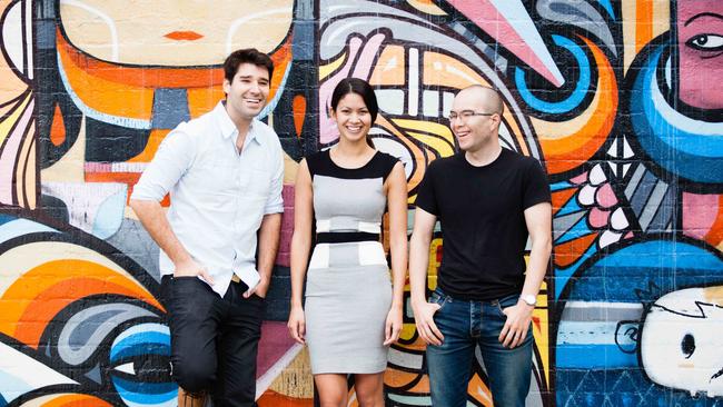 Canva co-founders Cliff Obrecht, Melanie Perkins and Cameron Adams.