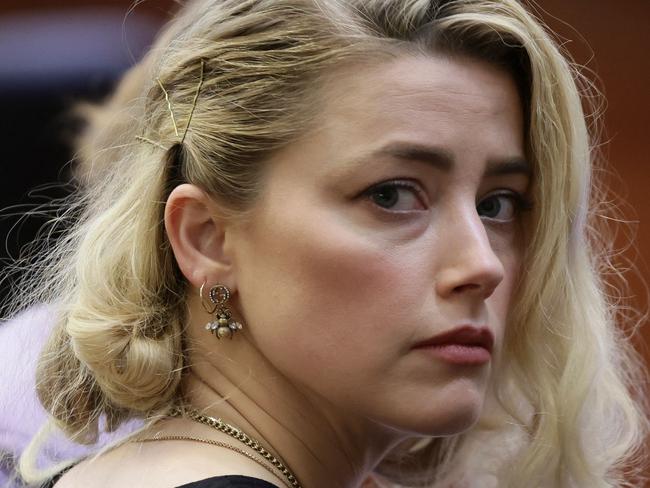 Amber Heard in 2022 as she waits prior to the jury deliberating that they believe she defamed ex-husband Johnny Depp. Picture: AFP