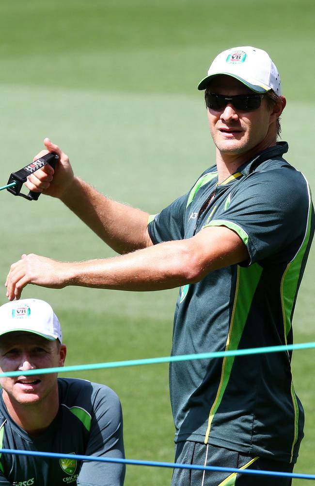Shane Watson at Australia training in Adelaide. Picture: Sarah Reed