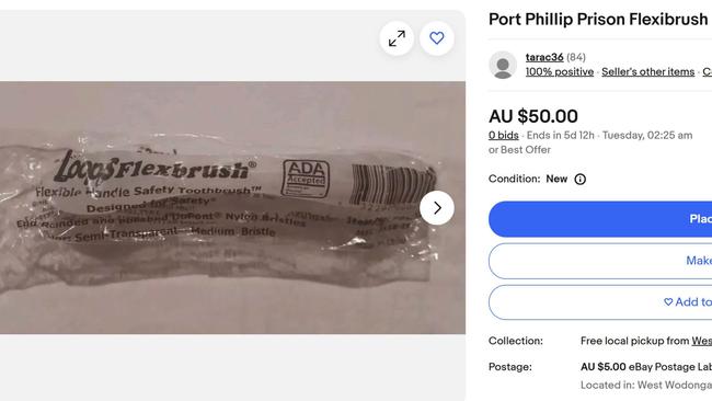 For Deadline: Port Phillip Prison items for sale on eBay just in time for Christmas. On sale are, Toothbrushes which cannot be turned into shivs are up for grabs.