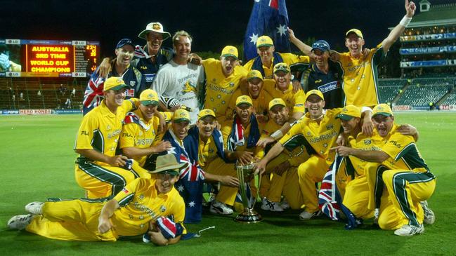 Australia celebrates its 2003 World Cup win at The Wanderers in Johannesburg.