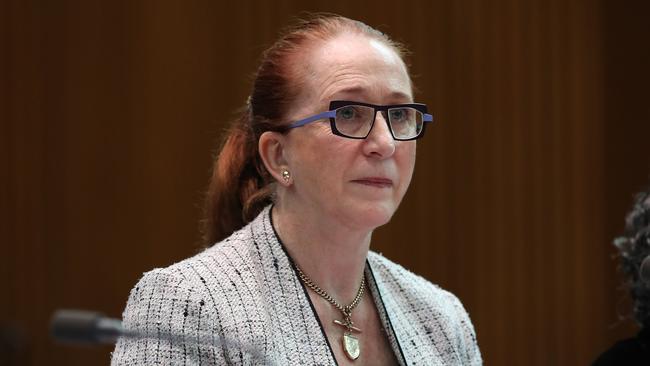 Professor Rosalind Croucher appearing at a Senate Estimates hearing at Parliament House in Canberra. Picture: Kym Smith