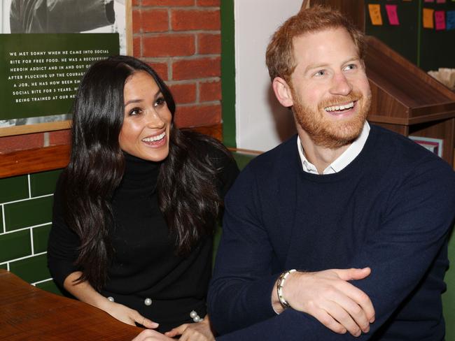 The couple visited Social Bite, a business that distributes 100,000 items of food and hot drinks to homeless people each year. Picture: AFP/Owen Humphreys