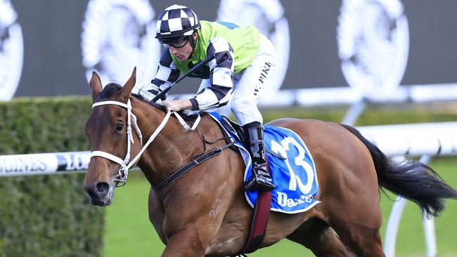 SYDNEY, AUSTRALIA - AUGUST 20: William Pike on Zougotcha wins race 9 the Darley Silver Shadow Stakes during Sydney Racing at Royal Randwick Racecourse on August 20, 2022 in Sydney, Australia. (Photo by Mark Evans/Getty Images)