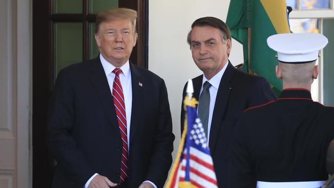 ‘Our relationship has never been better’: Donald Trump and Brazilian President Jair Bolsonaro at the White House. Picture: AP