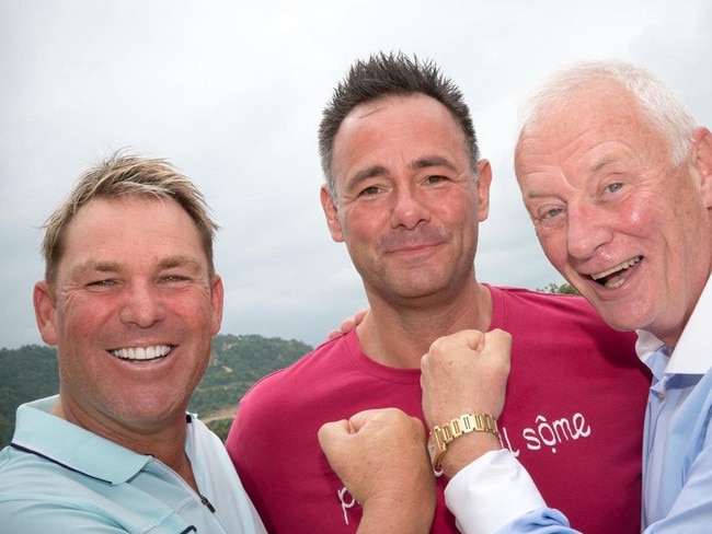 Shane Warne and Tom Hall (centre), who was with him in Thailand. Picture: Instagram