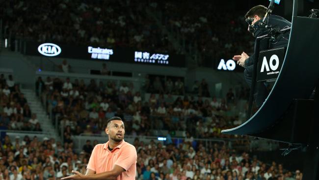 Kyrgios had a testy encounter with the chair umpire.