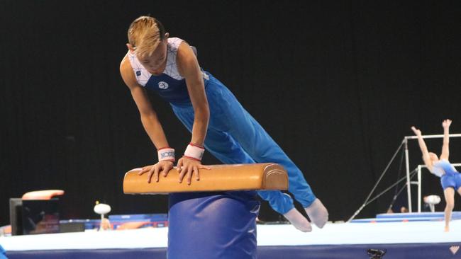 Tru Hagens competing at the 2019 Australian Gymnastics Championships.