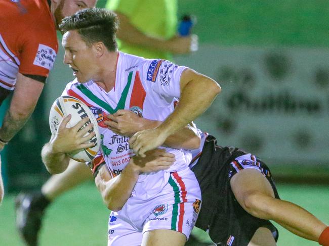 Robert Butcher (ball) in the NRL NT Round 5: Nightcliff Dragons v Litchfield Bears at Territory Rugby League Stadium, Marrara.Picture Glenn Campbell