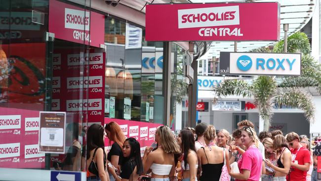 Schoolies at Surfers Paradise on The Gold Coast. Photograph: Jason O'Brien / Sunday Mail