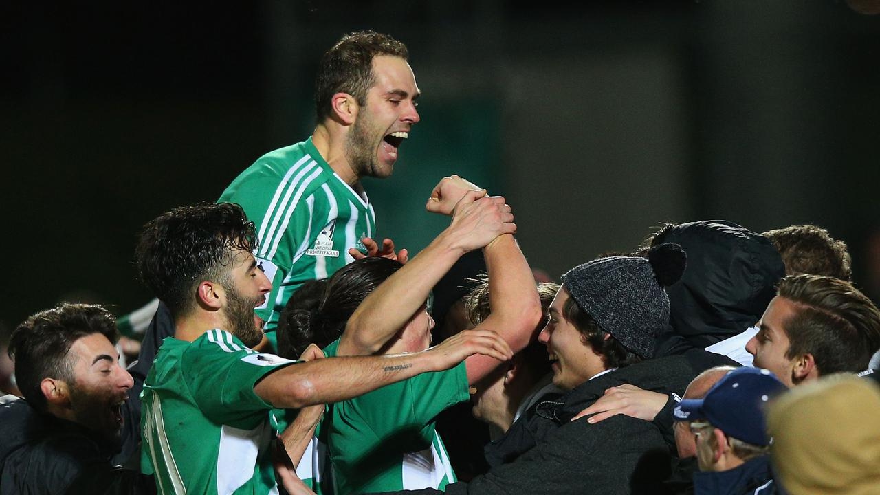 The magic of the Cup: Green Gully celebrate their famous win over Central Coast in 2016.