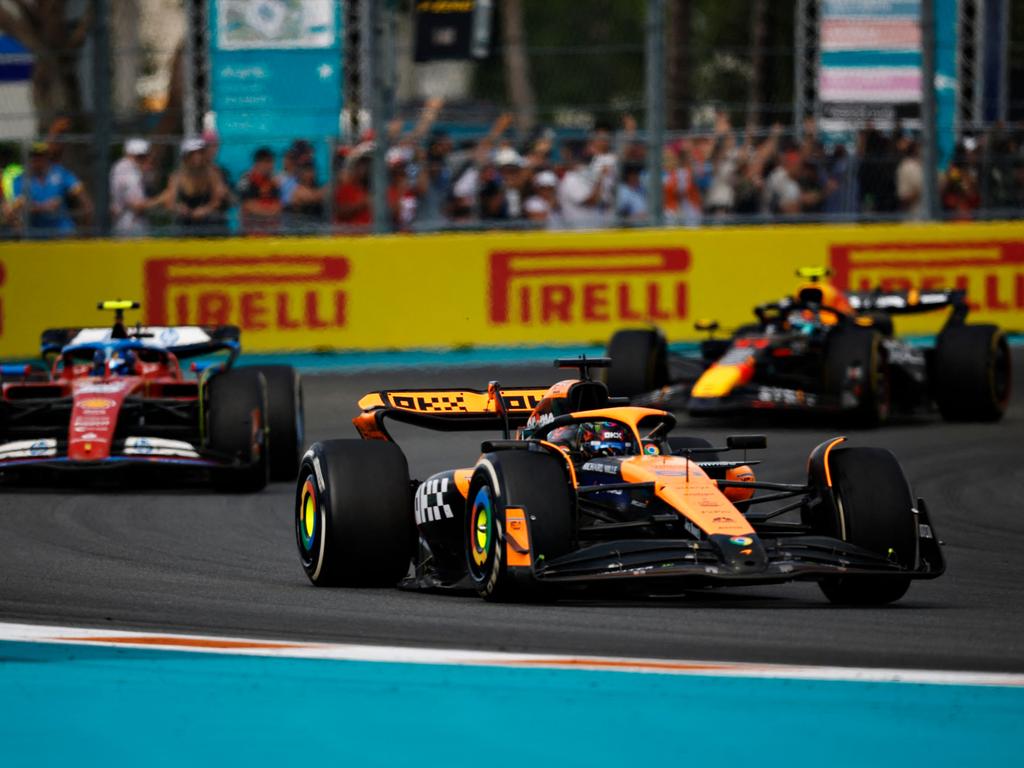 Oscar Piastri had a running battle with Ferrari’s Carlos Sainz. Picture: Chris Graythen/Getty Images