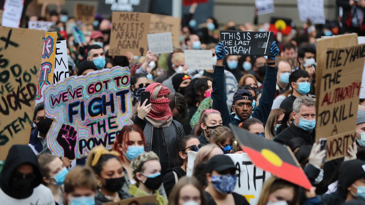 The Black Lives Matter protest in Melbourne. Picture: Alex Coppel.