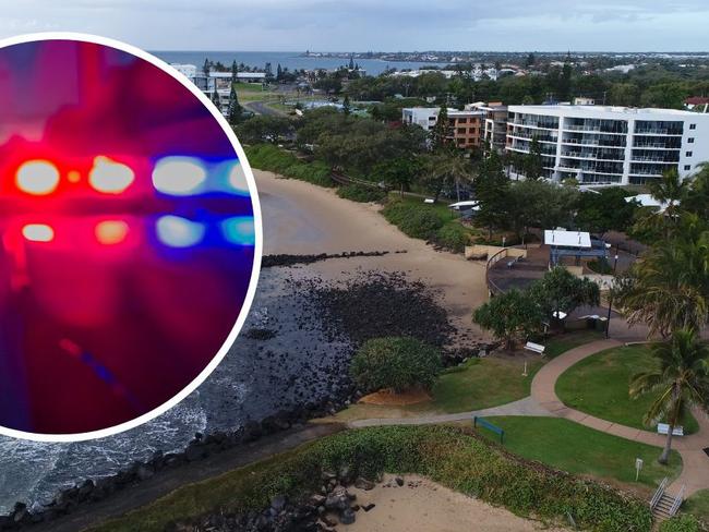 Police lights inset over poicture of Bargara