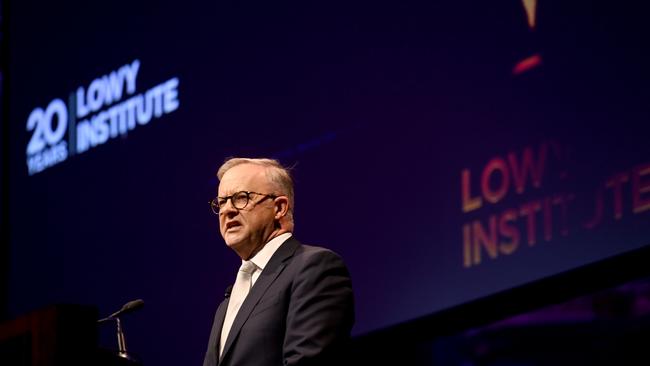 Prime Minister Anthony Albanese at the Lowy Institute. Picture: NCA NewsWire / Jeremy Piper