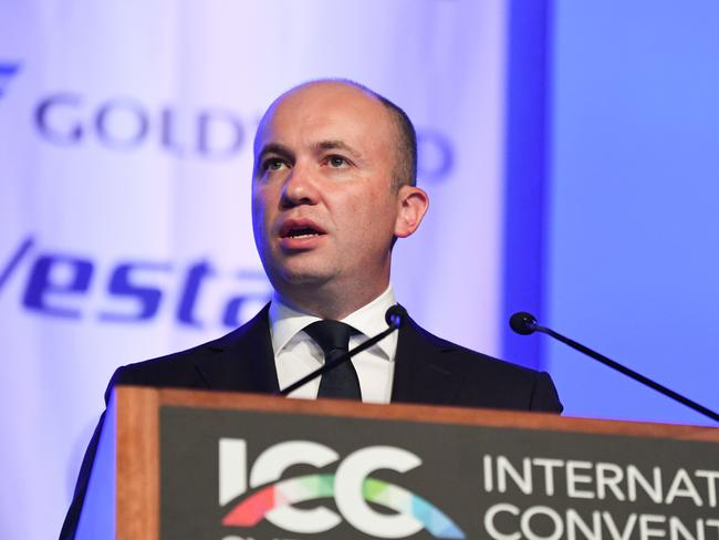 NSW Energy Minister Matt Kean addresses the Clean Energy summit at the International Convention Centre in Sydney, Tuesday, July 30, 2019. The Energy Summit is exploring the challenges for Australia's energy system. (AAP Image/Peter Rae) NO ARCHIVING