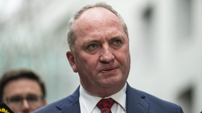 Barnaby Joyce addresses the media at Parliament House in Canberra. Picture: NCA NewsWire / Martin Ollman