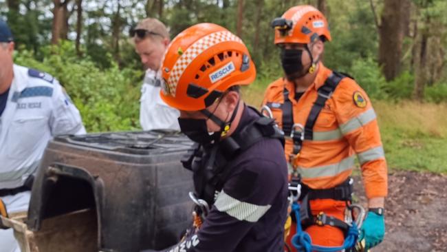 The injured Australian Bulldog was found in kennel at Mount Ousley on January 22, 2023. Picture: Supplied/ NSW Police