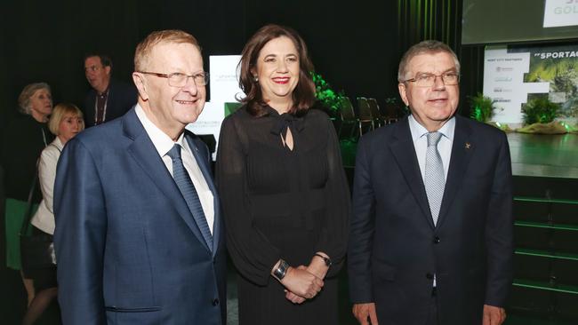 Queensland Premier Annastacia Palaszczuk with IOC President Thomas Bach and Australian Olympic chief John Coates, a guest speaker at the Future Tourism lunch.