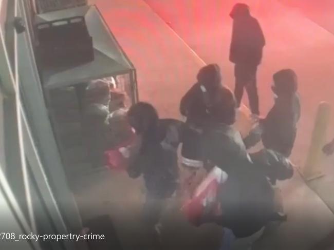 A group of offenders using a fire extingusher to break into the Puma service station at Parkhurst.