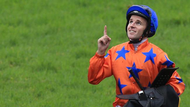 Tommy Berry dedicated his win on Rocket Commander to Riharna Thomson. Picture: Jenny Evans