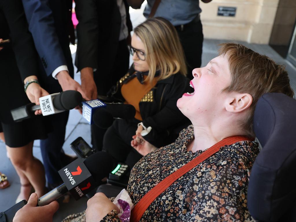 Disability advocate Kelly Vincent told reporters Maione’s sentence was a ‘slap in the face’. Picture: NCA NewsWire / David Mariuz