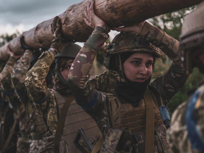 Many of the exercises emphasised teamwork. Picture: Ercin Erturk/Anadolu Agency via Getty Images