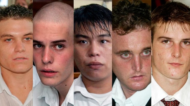 Members of the Bali Nine members Scott Rush, Matthew Norman, Si-Yi Chen, Martin Stephens and Michael Czugaj were caught smuggling drugs into Indonesisa. Picture: Supplied