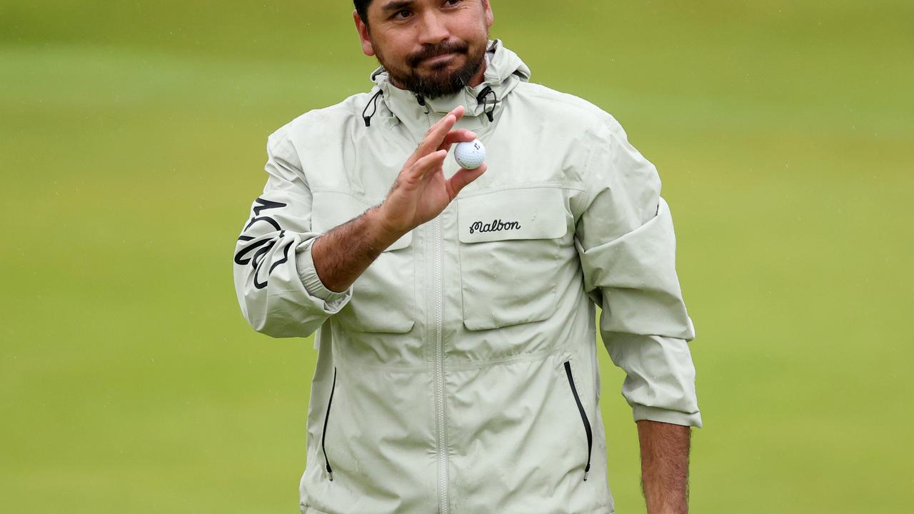 Jason Day acknowledges the crowd on the 18th green during day three of The 152nd Open championship at Royal Troon. Picture: Kevin C. Cox/Getty Images