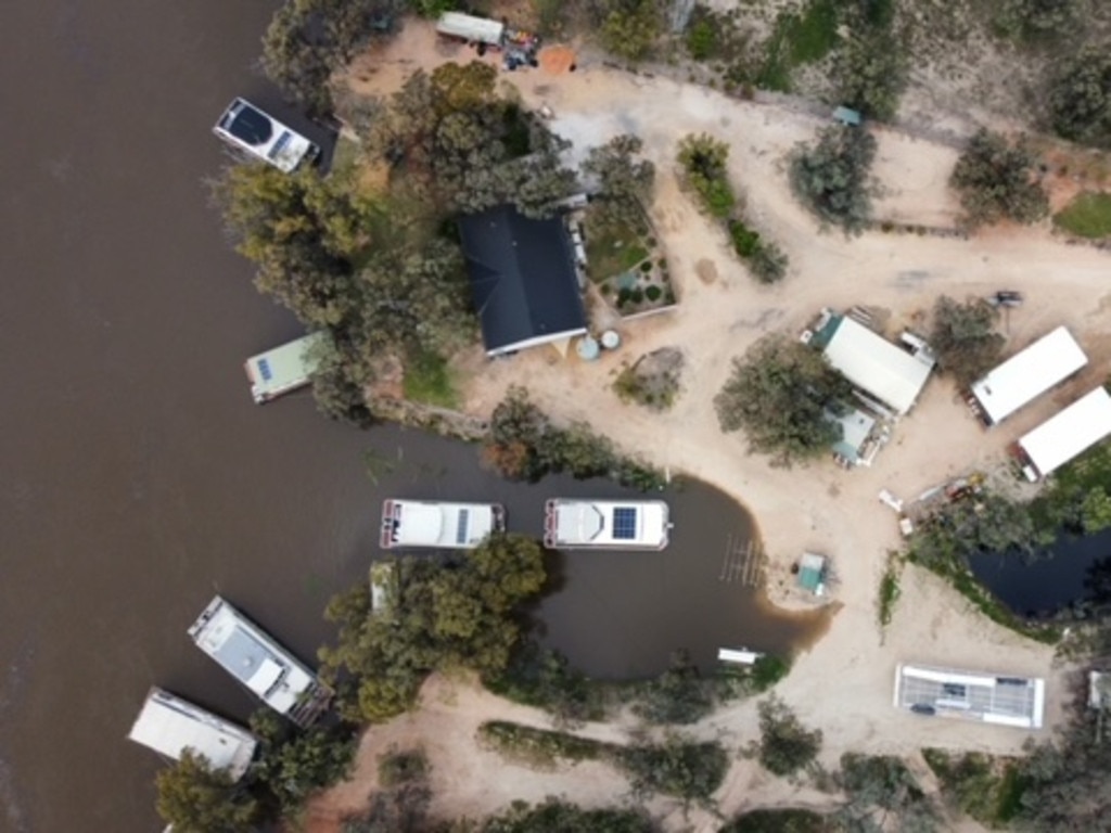 Drone shots of a flooded River Murray near Morgan, SA, on November 15. Pictures: Cody Campbell