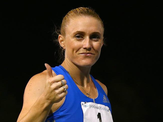 PERTH, AUSTRALIA - JANUARY 13:  Sally Pearson acknowledges the spectators after competing in and winning the women's 100 metre hurdles during the Jandakot Airport Perth Track Classic at WA Athletics Stadium on January 13, 2018 in Perth, Australia.  (Photo by Paul Kane/Getty Images)