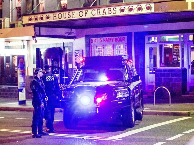 Police block off Cleveland St, Surry Hills, during the weekend raids. Picture: Damian Shaw