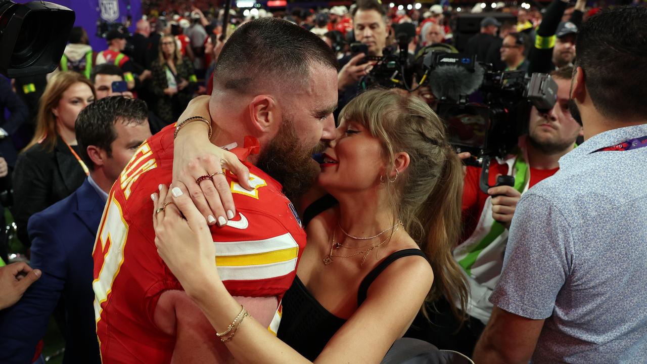 Travis Kelce and Taylor Swift got their fairytale finish. (Photo by Ezra Shaw/Getty Images)