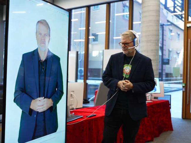 Motus Lab co-founder Dr Mike Seymour demonstrates his ‘digital human’ to prospective students. Picture: University of Sydney