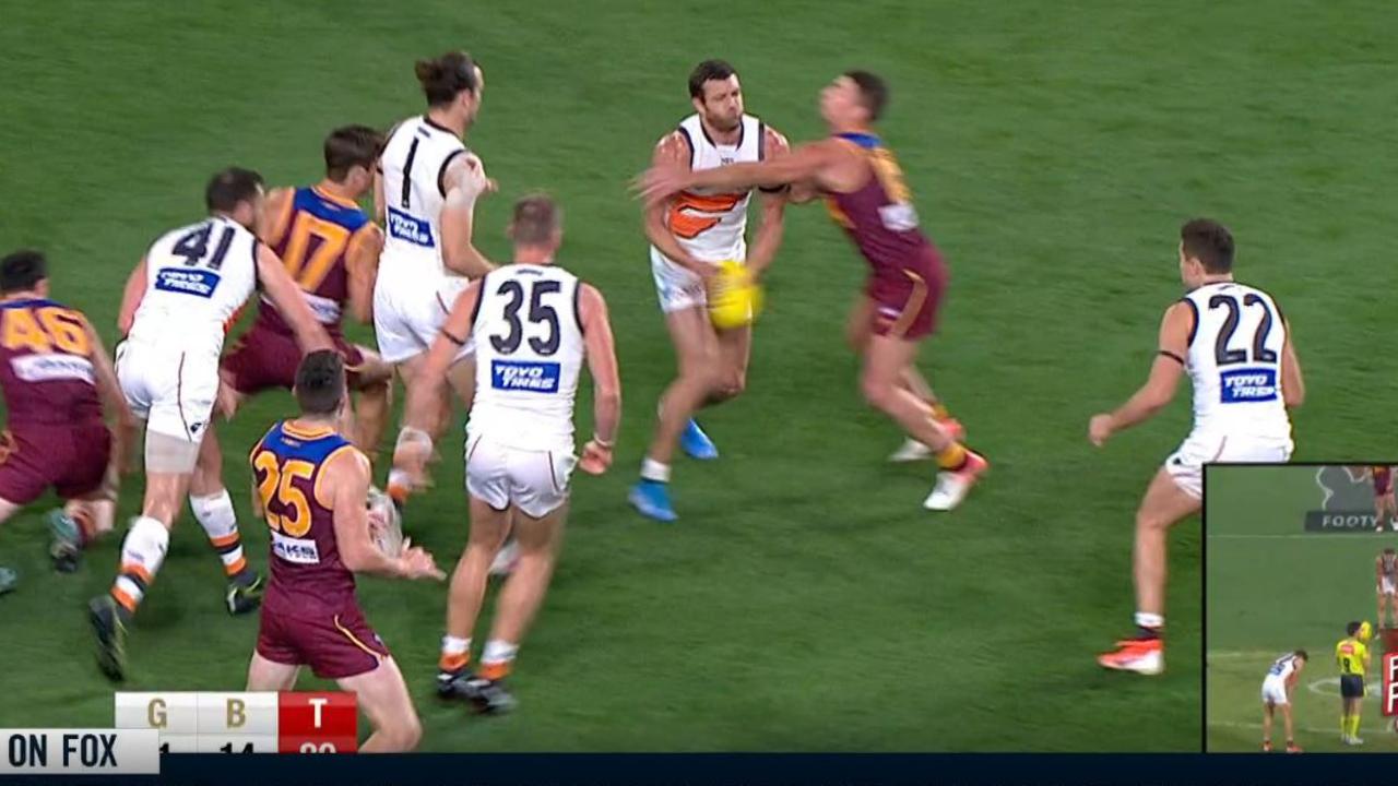 A throw in the lead-up to Brent Daniels' match-winning goal for GWS.