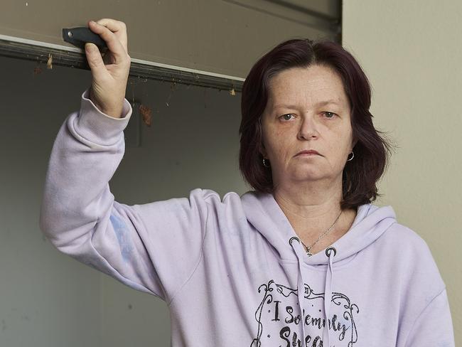 Colleen Brady at a shared house in Salisbury, where the converted garage sheÃ¢â¬â¢s been living in has been deemed illegal, Friday, July 15, 2022. Picture: MATT LOXTON