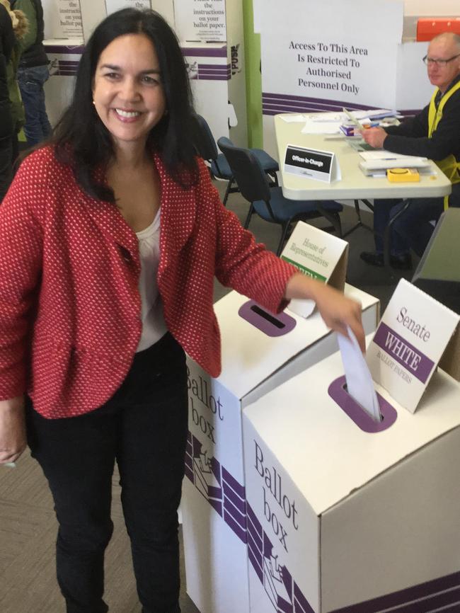 Labor Senator Lisa Singh casts her vote. Picture: AAP