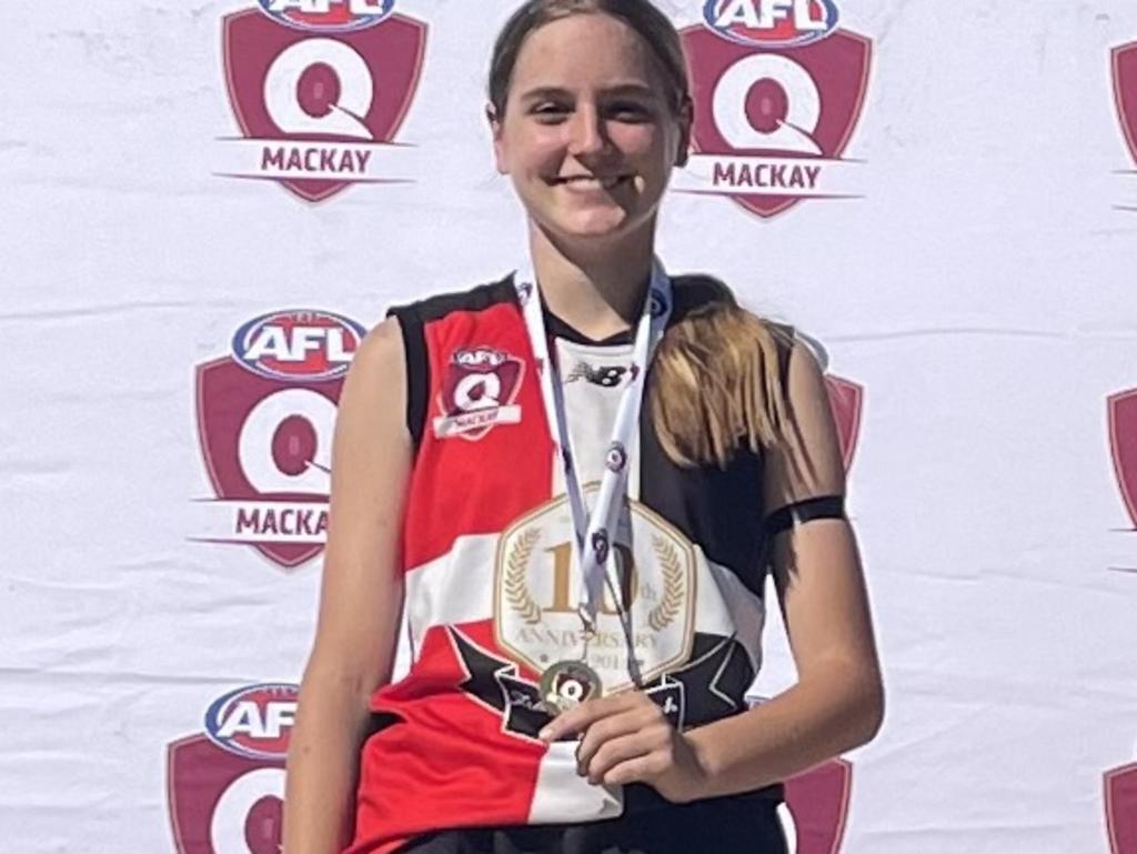 Alysha Nunn was best-on-ground for the North Mackay Saints in the AFL Mackay senior women's grand final. Picture: AFL Queensland.