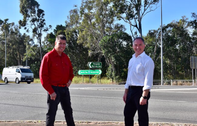 Local MPs are calling on the Federal Member for Hinkler to “put aside political differences” and upgrade one of the busiest intersections in the region sooner rather than later. Picture: Isabella Magee