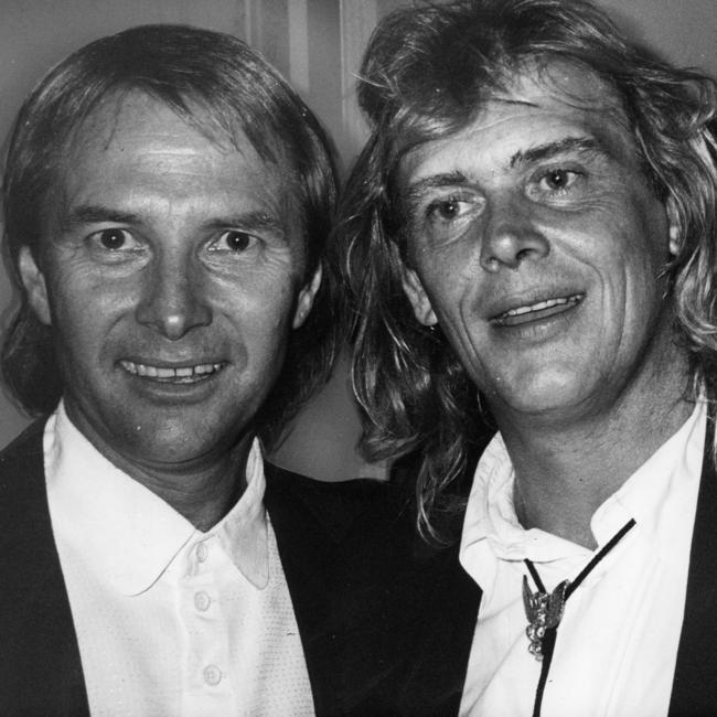 John Farnham with manager Glenn Wheatley at opening of Wheatley’s nightclub The Ivy in August 1989.